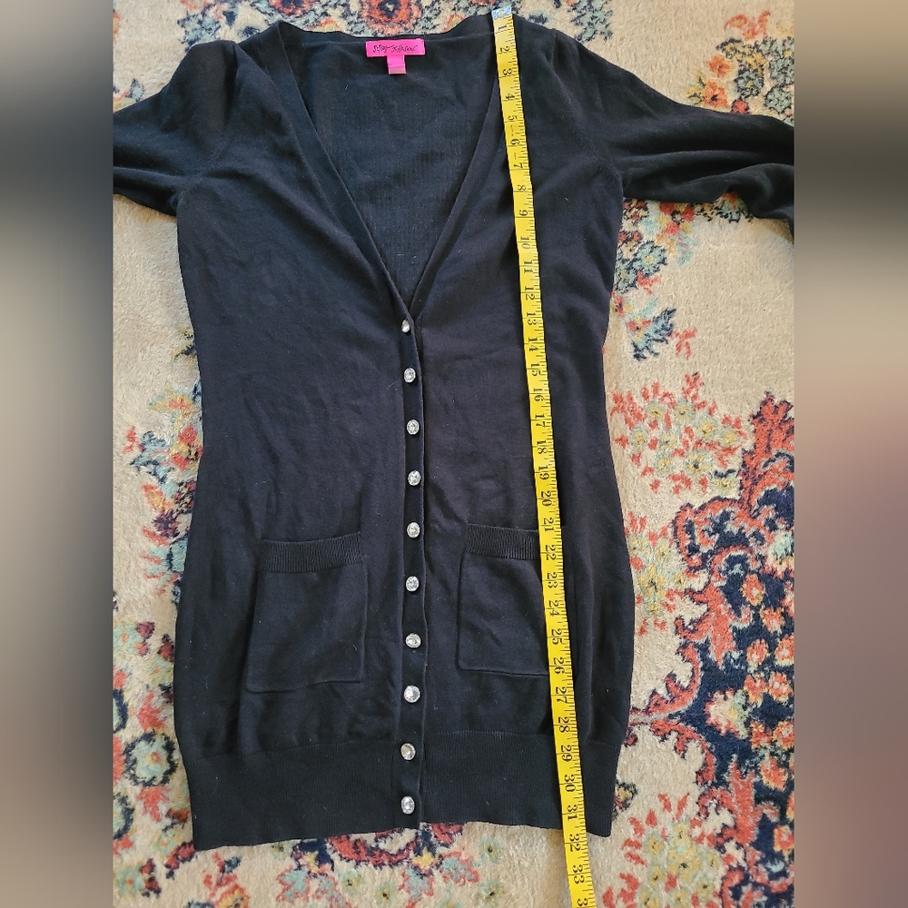 Betsey Johnson Sequin Skull and Crossbones Cardigan/Sweater Dress - Picture 8 of 10